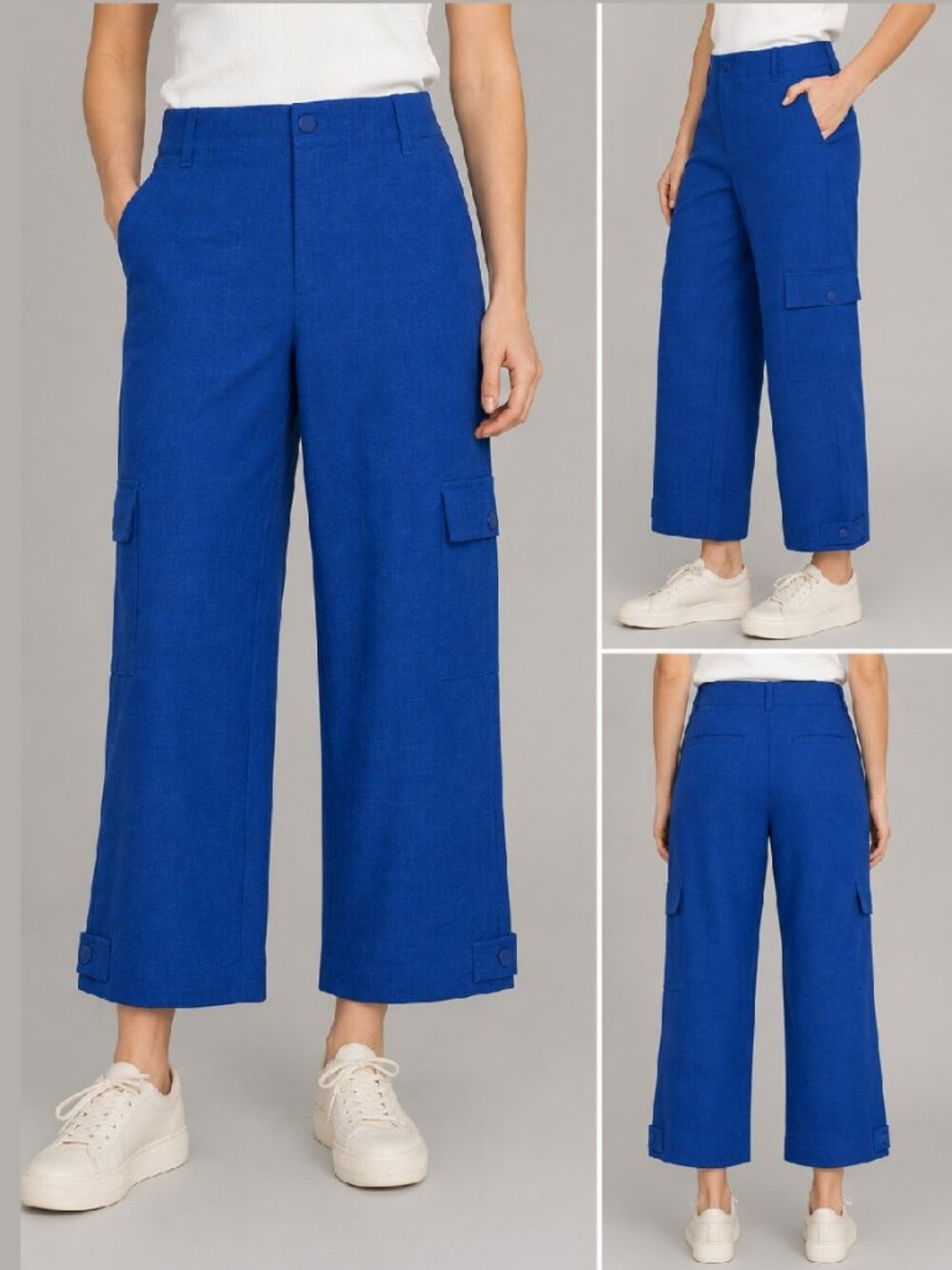 NWT Liverpool Utility Cargo Crop Pant – Textured Stretch Woven – Size 4 - Blue